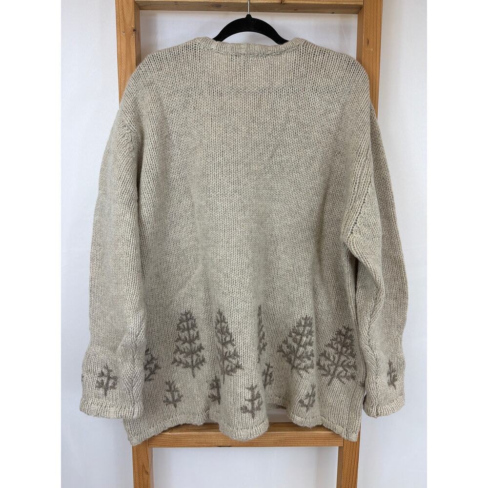 Vintage Eddie Bauer Cream Tree Pattern Wool Sweater Size XXL - Picture 5 of 7